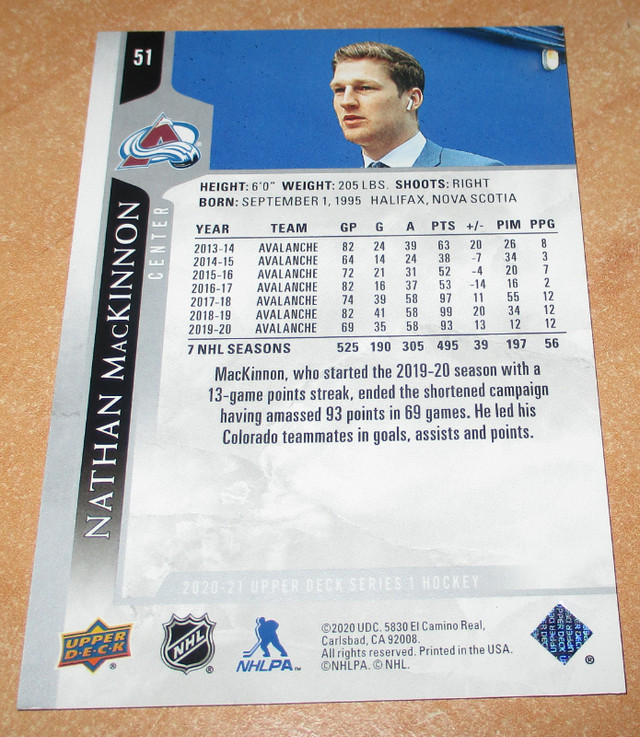( 3 )  Nathan MacKinnon Upperdeck Hockey Cards in Arts & Collectibles in Gatineau - Image 3