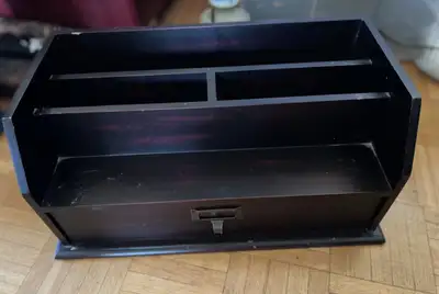 Vintage-Dark Brown Wooden Desk Organizer, View more