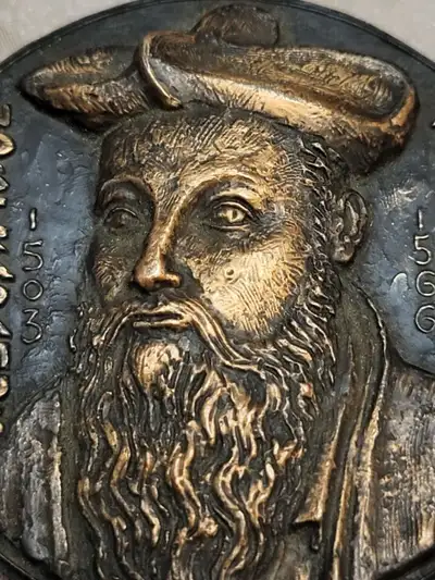 VOYANCE - NOSTRADAMUS - SUPERBE MÉDAILLE DE 1969 - DE 7 CM EN BRONZE - Michel de Nostredame, dit Nos...
