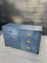 Navy blue project dresser with 6 drawers