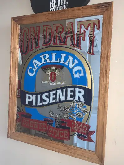 Vintage Carling Pilsner beer bar mirror sign excellent condition, View more