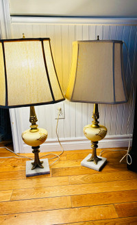 2 Vintage Leviton lamps with Italian marble 