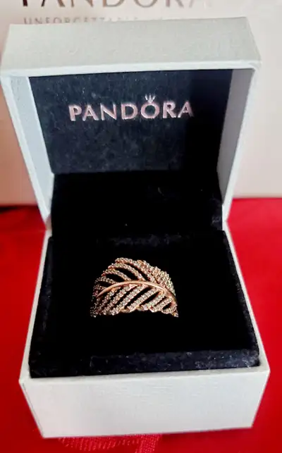 PANDORA RING, ROSE GOLD PLATED, SIZE 6., View more