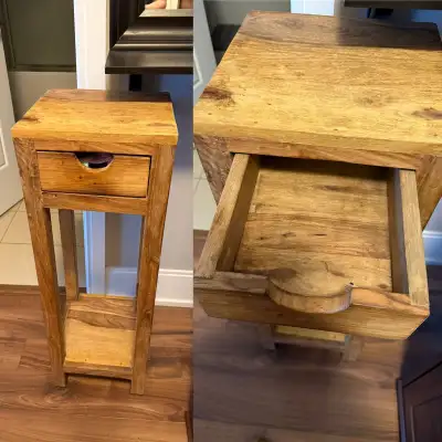Wooden Accent Table with Drawer, View more