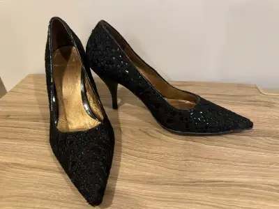 Aldo Black Lace Heels 39 size , View more