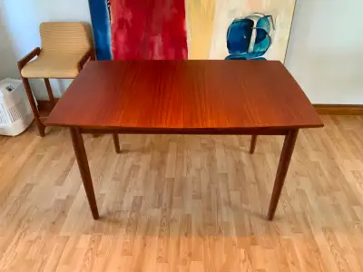 Vintage Danish Modern Boat-Shaped Teak Dining Table w/ Butterfly, View more