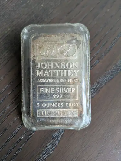 Johnson Matthey 5oz Silver bar, View more