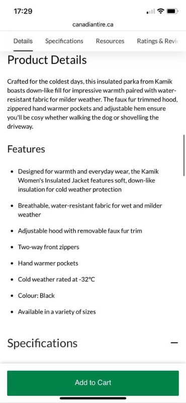 Manteau pour femme hiver (bien chaud) Kamik MEDIUM dans Femmes - Hauts et vêtements d'extérieur  à Lévis - Image 2