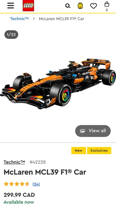 Get ready to build the Lego Technic McLaren MCL39 F1 Car, a detailed model of the iconic race car. T...