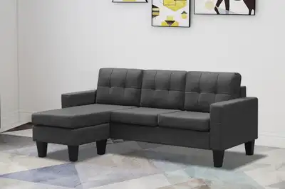 Sofa Sectional Black/Grey Couch , View more