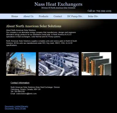 Description Heat Exchangers Canada, Division of North American Solar Solutions Échangeurs de chaleur...