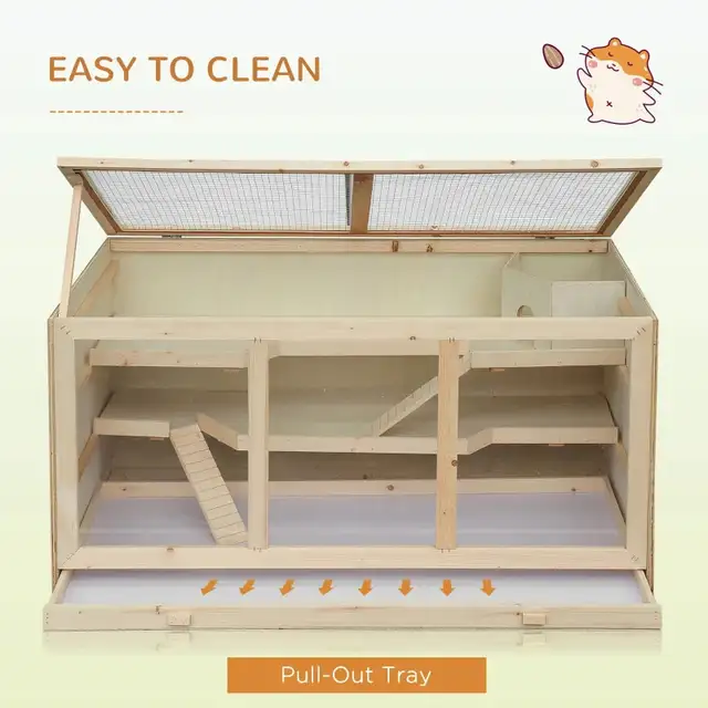 45.3"x22.4"x21.7" Wooden Hamster Cage Rat Cage, Natural Wood in Accessories in Markham / York Region - Image 7
