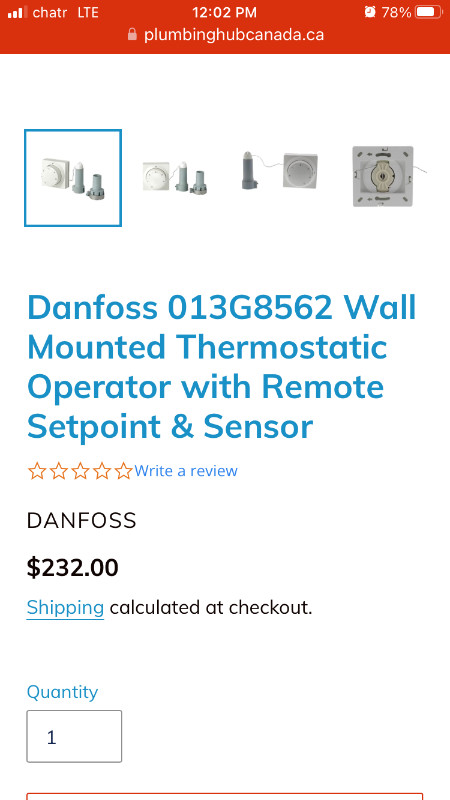 Danfoss thermostat and valve body for sale in Hand Tools in City of Toronto