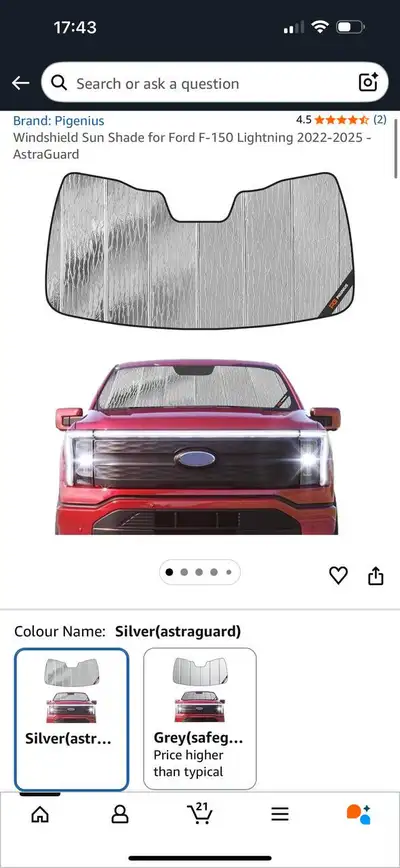 Pigenius Windshield Sun Shade – Ford F-150 Lightning 2022–2025, View more