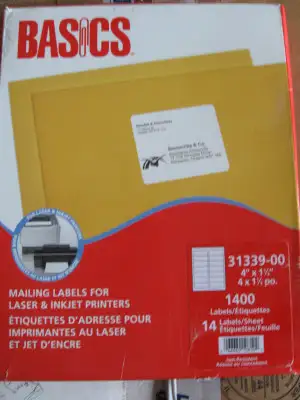 new box/unused 14 labels per sheets-4" x 1 1/3" 150 sheets jam resistant thanks