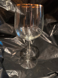 Crystal Gold Colour Rimmed Glasses . Set of 12 Wine Glasses and