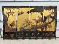 Chinese hand painted wooden screen