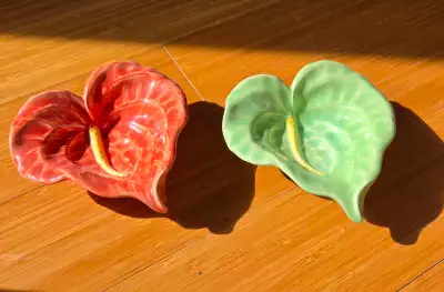Hawaiian Anthurium Ceramic Flower Dishes – Set of 2, View more