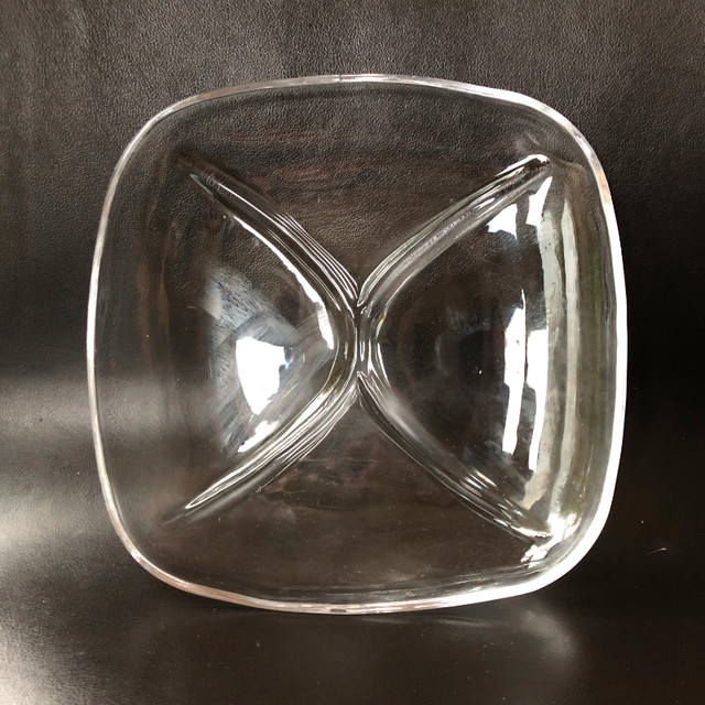Vintage heavy crystal square plate with ridged dividers - 8.5" in Kitchen & Dining Wares in City of Toronto