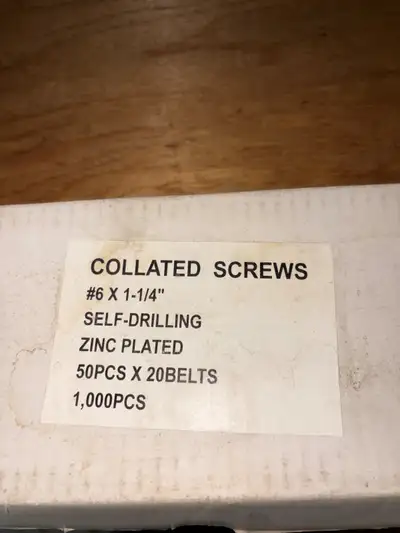 6 Boxes of #6 1-1/4" Self Drilling Zinc Plated Collated Screws, View more