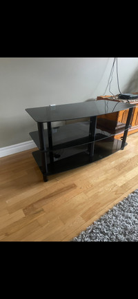 Glass TV Stand with Shelves