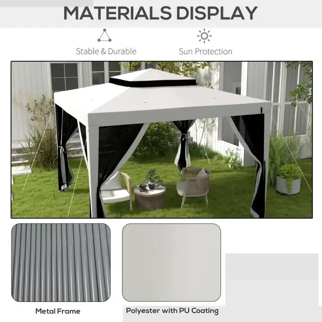 10' x 10' Outdoor Canopy Tent Party Tent with Mesh Netting and D in Patio & Garden Furniture in Markham / York Region - Image 7