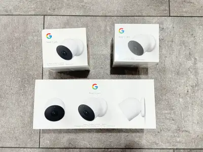 Google/Nest outdoor wireless cameras (5) + nest doorbell, View more