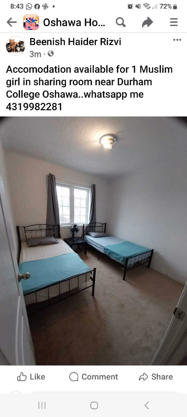 Room for female  in Room Rentals & Roommates in Oshawa / Durham Region
