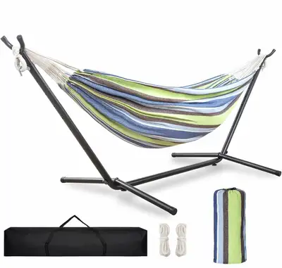 TORIBIO Double Hammock with Space Saving Steel Stand, Foldable, View more