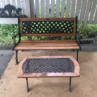Antique Berkeley Forge Cast Iron Bench and Table - NEW WOOD!
