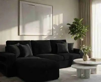 This corduroy sectional sofa is the perfect addition to any living room! It features a modular desig...