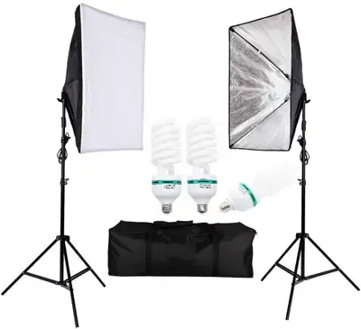 NEW – TWO (x2) ‘MOUNT DOG’ BRAND SOFTBOX LIGHTS – w 8 Bulbs, View more