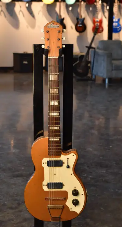 For sale and inspected at Stang Guitars. Super cool vintage Kay for sale, small travel sized guitar...