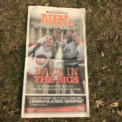 WINNIPEG JETS RETURN TO NHL FREE PRESS SUPPLEMENT JUNE 1 2011, View more