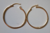 Vintage Large Tube Hoop Earrings 10kt Yellow Gold 40mm
