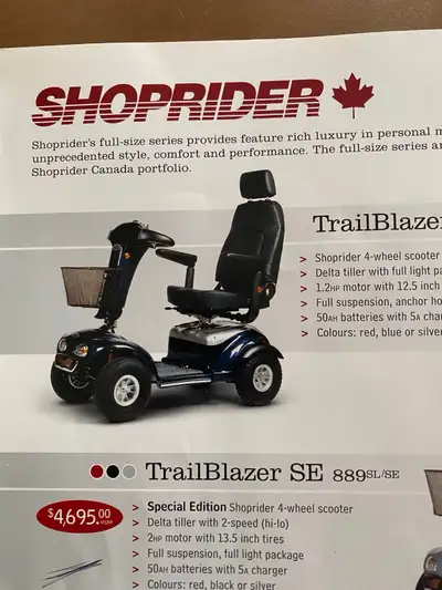2019 Trailblazer Shoprider scooter Original sealed lead acid batteries with charger Basket included...