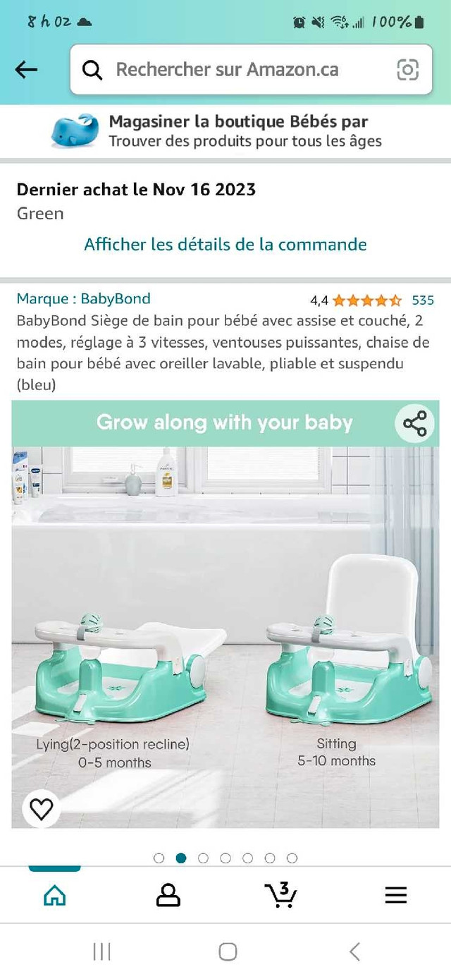 Banc pour bain bébé dans Bain, table à langer  à Ville de Montréal - Image 3