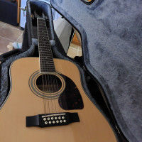 epiphone string acoustic guitar,dr212 hard case, mint condition
