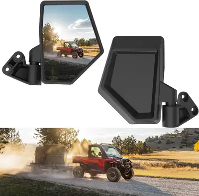 Side Mirrors for Polaris Ranger Crew/XD 1500, Adjustable Folding A-Pillar-Mounted Side Rearview Mirr...