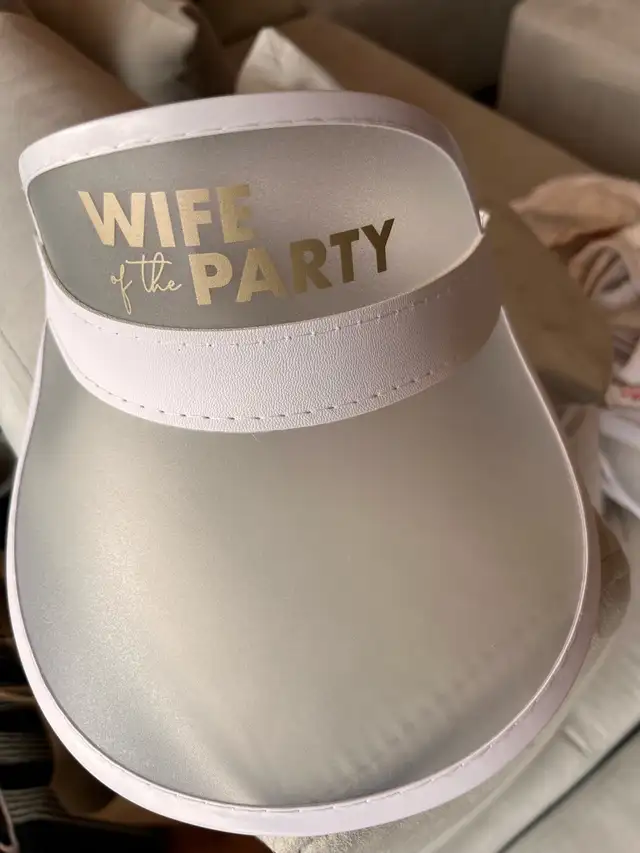 Brand NEW $5 each Sun Visors “Wife of the Party”
