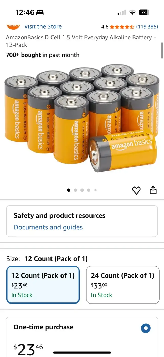 AmazonBasics D Cell Alkaline Batteries 12-Pack