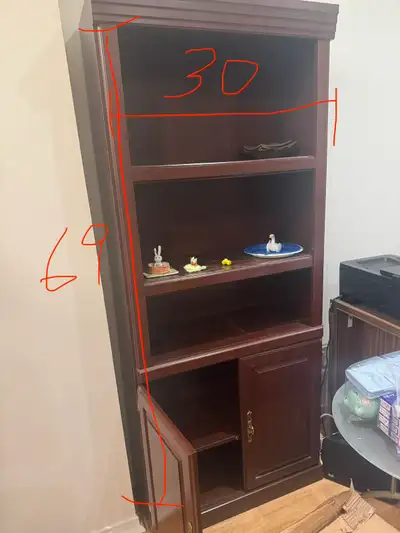 Solid Wood Bookcase with Storage Cabinet, View more