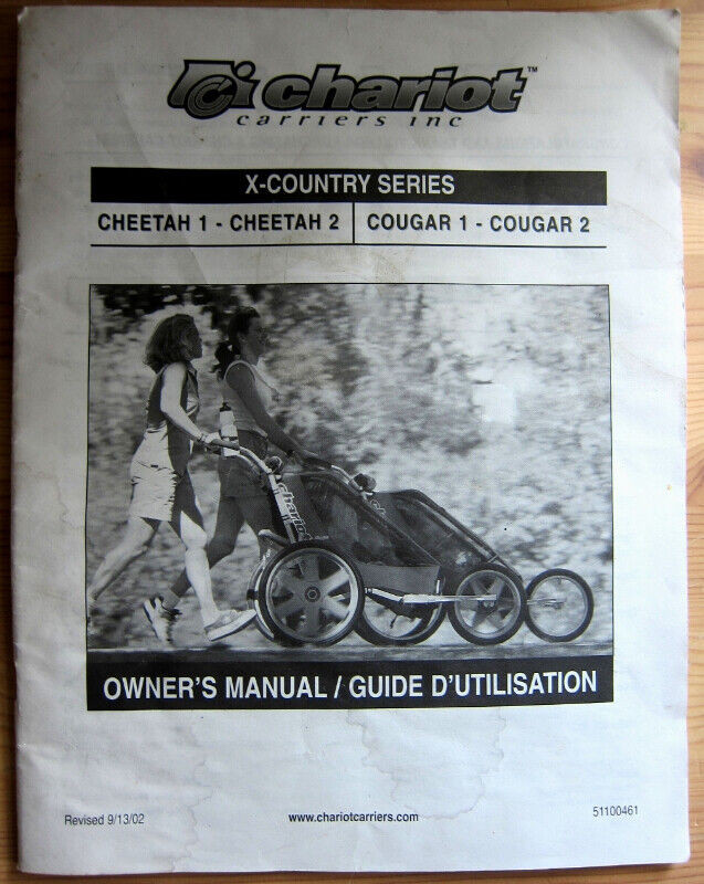 CHARIOT CHEETAH 1 2 COUGAR 1 2 OWNER'S MANUAL RARE in Strollers, Carriers & Car Seats in Ottawa