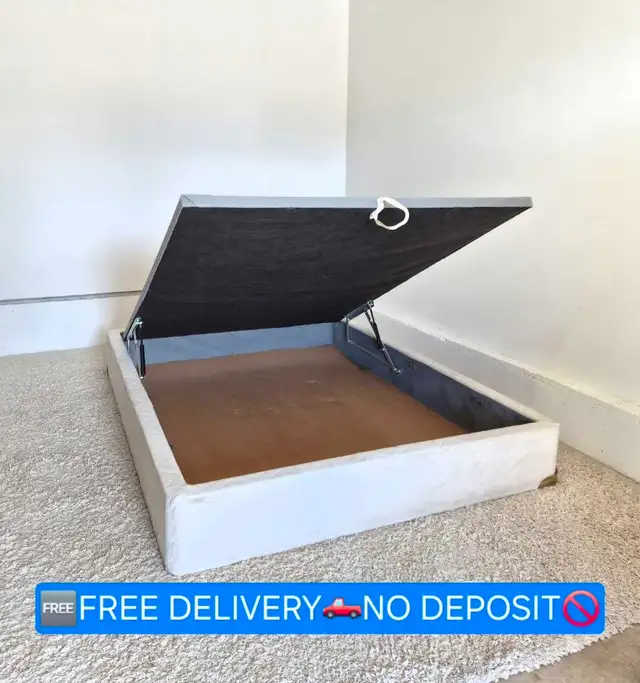 FREE DELIVERY Queen Size Bedframe with Hideaway Storage / Bed in Beds & Mattresses in Vancouver - Image 2