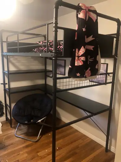 metal bunk bed with desk, View more