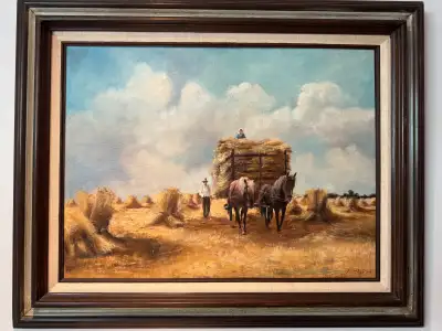  Frederick (F.) Priddat Original Oil Painting – Prairie Harvest , View more