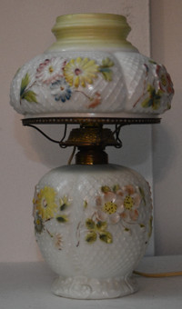 Antique Cosmos Oil Lamp Electrified