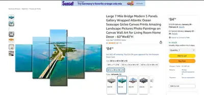 Large 7 Mile Bridge Modern 5 Panels Gallery Wall Art / Home Deco, View more