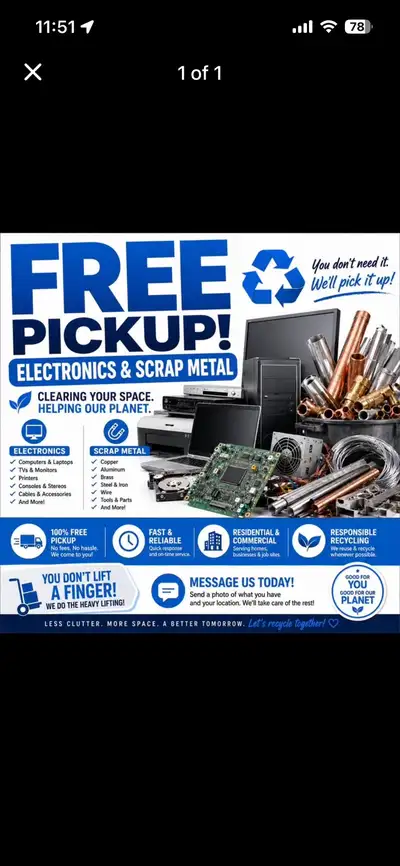 FREE Pick Up Old Electronics and Scrap Metal, View more