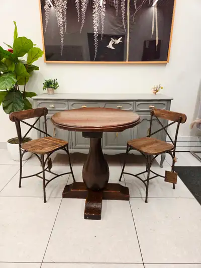 Matching Pair of Reclaimed Wood Country Cottage Dining Chairs, View more